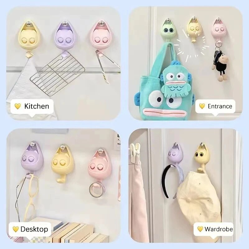 Cute Cat Wink Wall Hooks